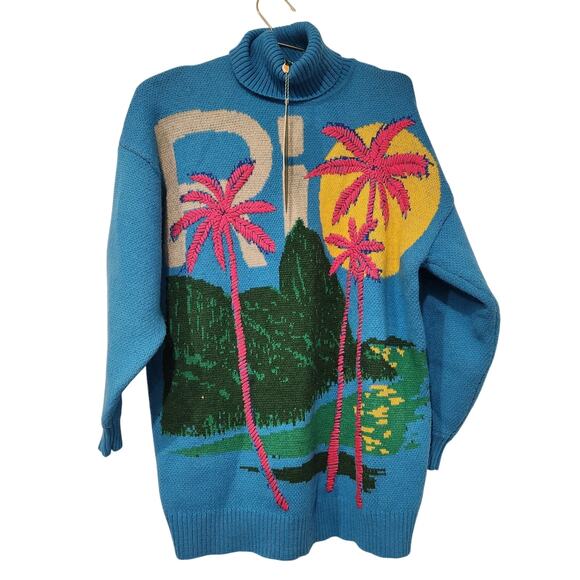 Farm Rio Oversized Blue logo sweater size XS - Picture 2 of 6